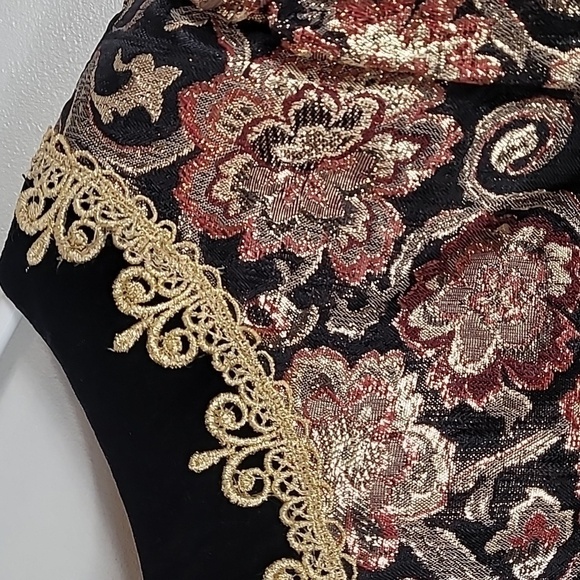 Vintage 80s Edwardian Victorian Goth Dress Size 6 Steam Punk Velvet Cosplay Gold - Picture 6 of 16